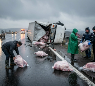 Свиные туши разлетелись после ДТП под Новосибирском