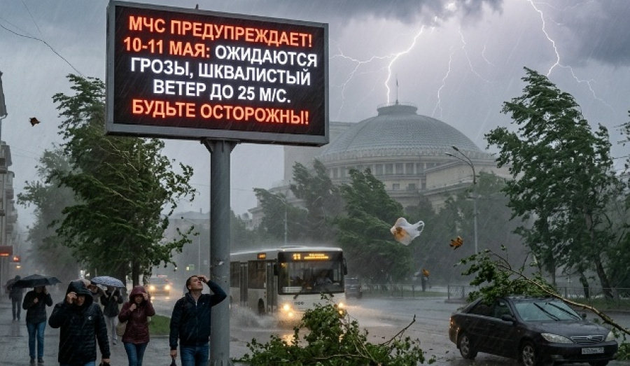 МЧС предупреждает о грозах и сильном ветре в Новосибирской области