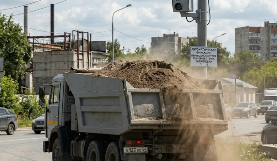 Штрафы за сыпучие грузы без тента в Новосибирске