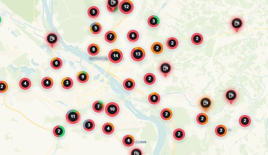 Онлайн-карты АЗС: поиск бензина в Новосибирске