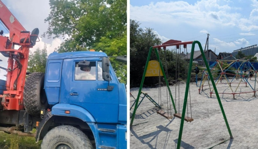 В Искитиме среди бела дня похитили целую детскую площадку