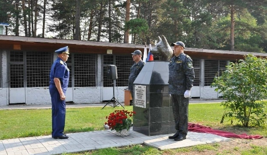 В Новосибирске обновили памятник служебной собаке Антею