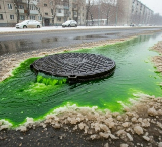 115 повреждений теплосети обнаружили в Новосибирске с помощью зеленого красителя